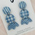 Statement Earrings - Polymer Clay - 'ALL ABOUT BLUE' - Trios  -  Gingham Spot Stripe - Smokey Blue / White  - Resin 