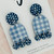 Statement Earrings - Polymer Clay - 'ALL ABOUT BLUE' - Arch with mini dangles  -  Blue / Navy / White  - Resin 