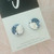 Stud Earrings - Polymer Clay - Handmade -  'TEXTURED FLORAL - THE BLUES' - Navy/Smokey Blue/Pale Blue/White - Regular Size