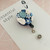 Handmade - CLAY - Retractable Badge Reel - 'Textured Floral' - Blue/Navy/White