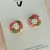 Stud Earrings - Polymer Clay - Handmade - 'TEXTURED FLORAL' - Pink/White - Mega Size