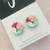 Stud Earrings - Polymer Clay - Handmade - 'VINTAGE FLORAL - GREEN' - Circle  -  Regular Size - Dusty Pink/Rose/Mint /White