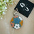 Last Few Left - Keyring - Polymer Clay - Handmade - FLOWER POWER - Circle Shape - Teal Blue/Copper/Mustard/White