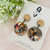 Statement Earrings - Acrylic - Rainbow Tortoise Shell -  Circles - Bamboo Stud Top