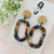 Statement Earrings - Acrylic - Rainbow Tortoise Shell -  Circles - Bamboo Stud Top