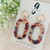 Last Pair - Statement Earrings - Acrylic - Crimson/Blue/Pearl Tortoise Shell - Oval with Rose Gold Mirror Stud