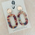 Last Pair - Statement Earrings - Acrylic - Crimson/Blue/Pearl Tortoise Shell - Oval with Rose Gold Mirror Stud