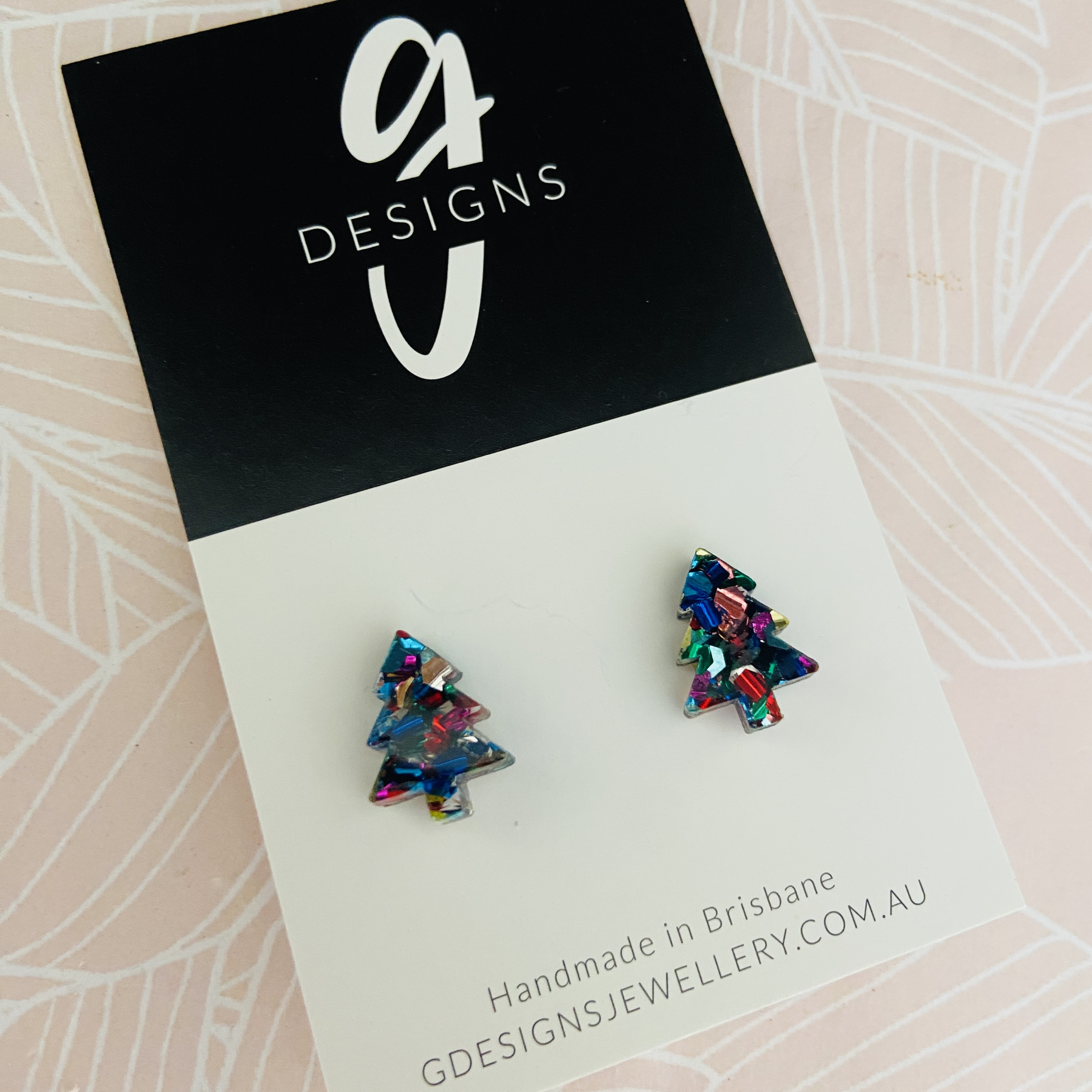 Mini Stud Earrings - Acrylic - Mini Christmas Tree - CHUNKY Glitter - Picture 9 of 15