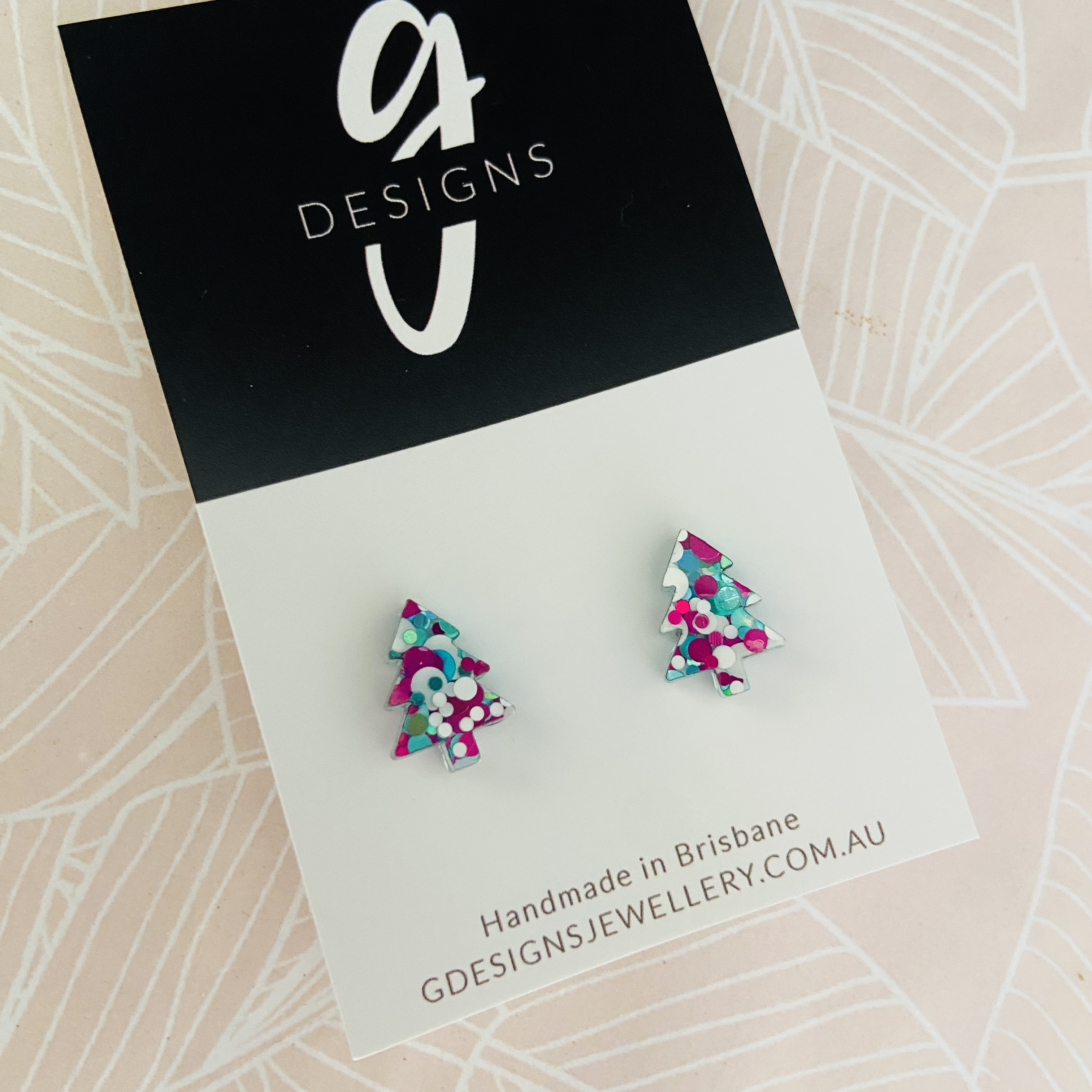 Mini Stud Earrings - Acrylic - Mini Christmas Tree - CHUNKY Glitter - Picture 10 of 15