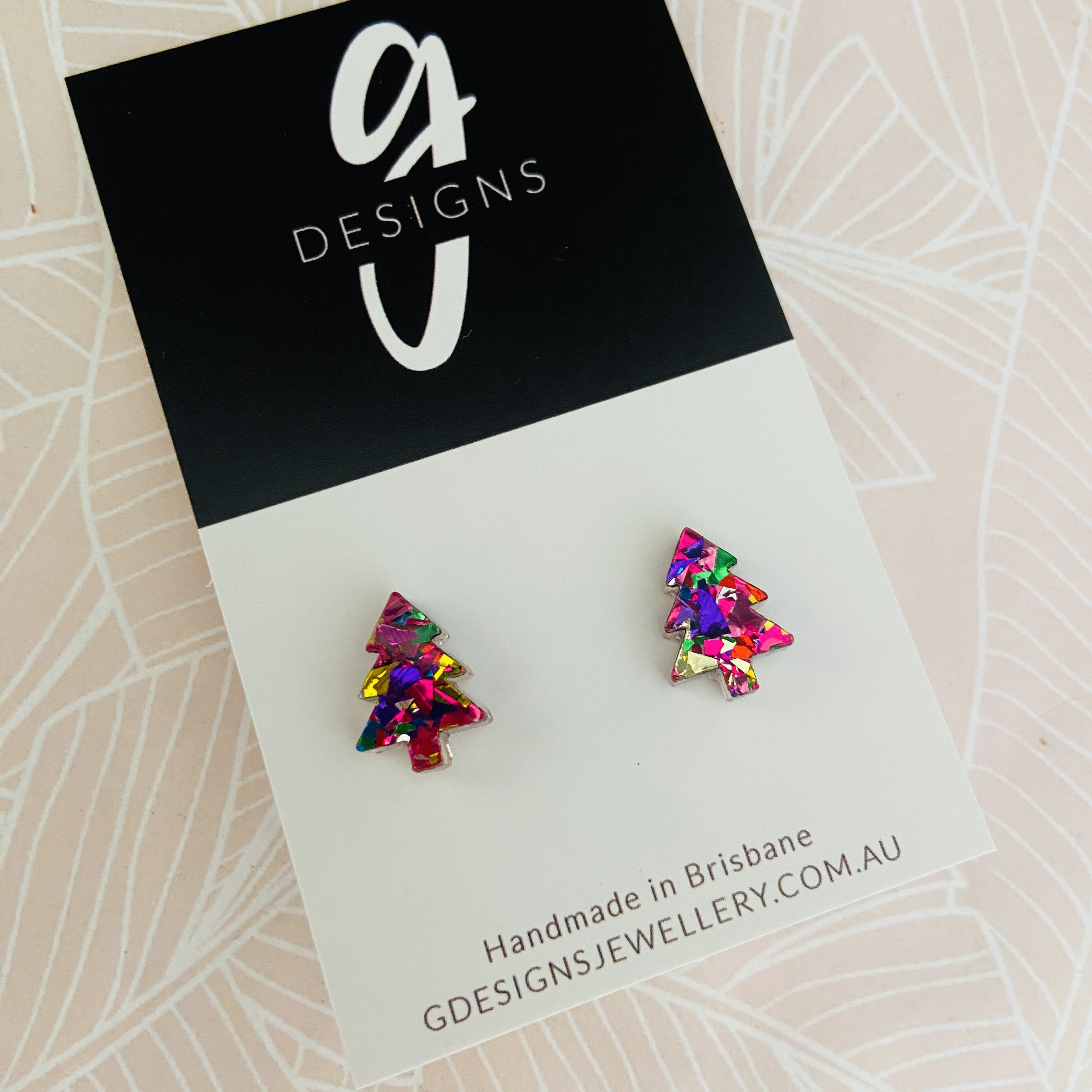 Mini Stud Earrings - Acrylic - Mini Christmas Tree - CHUNKY Glitter - Picture 14 of 15