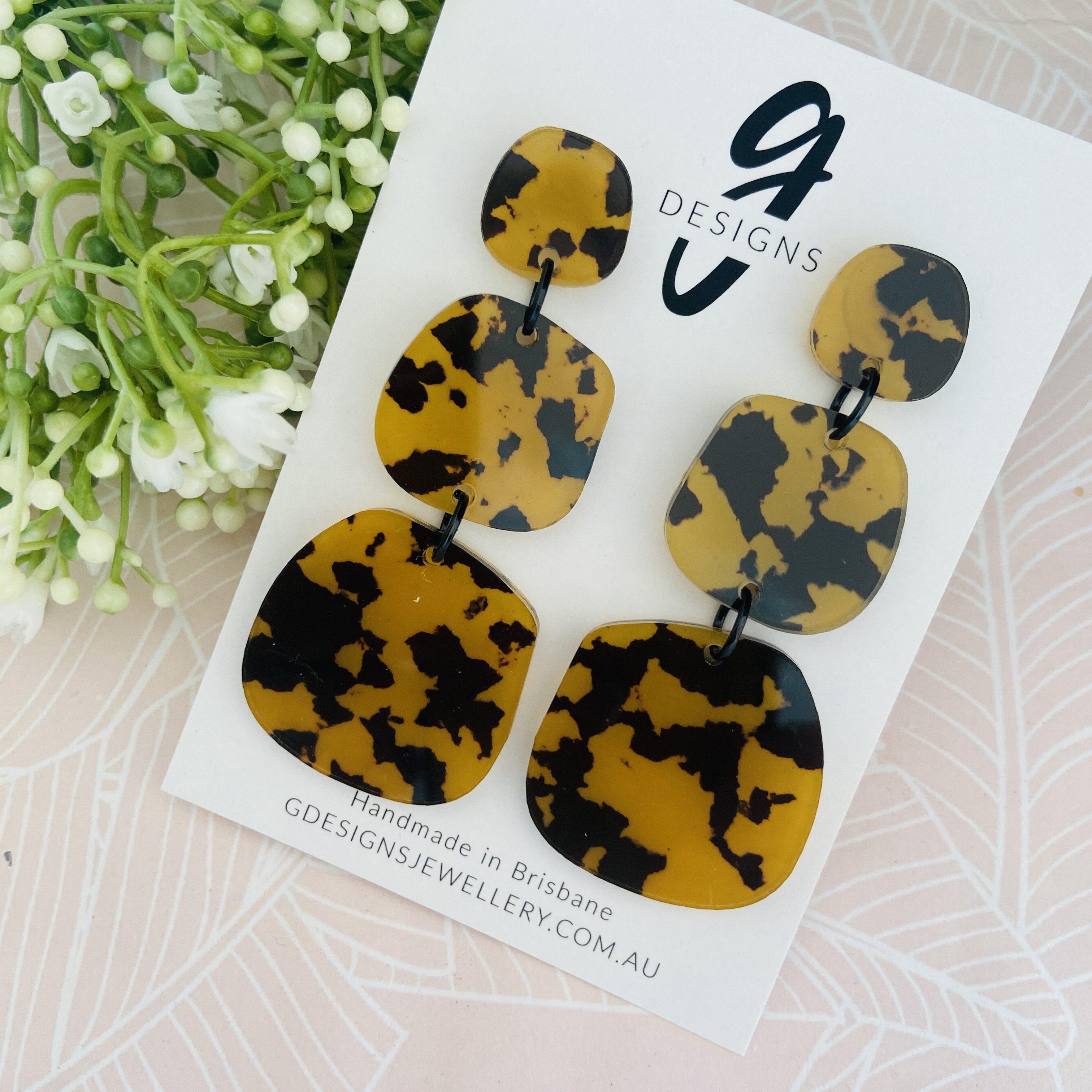 Statement Earrings - Acrylic - LARGE SIZE - Leopard - You Choose Design - Picture 5 of 6