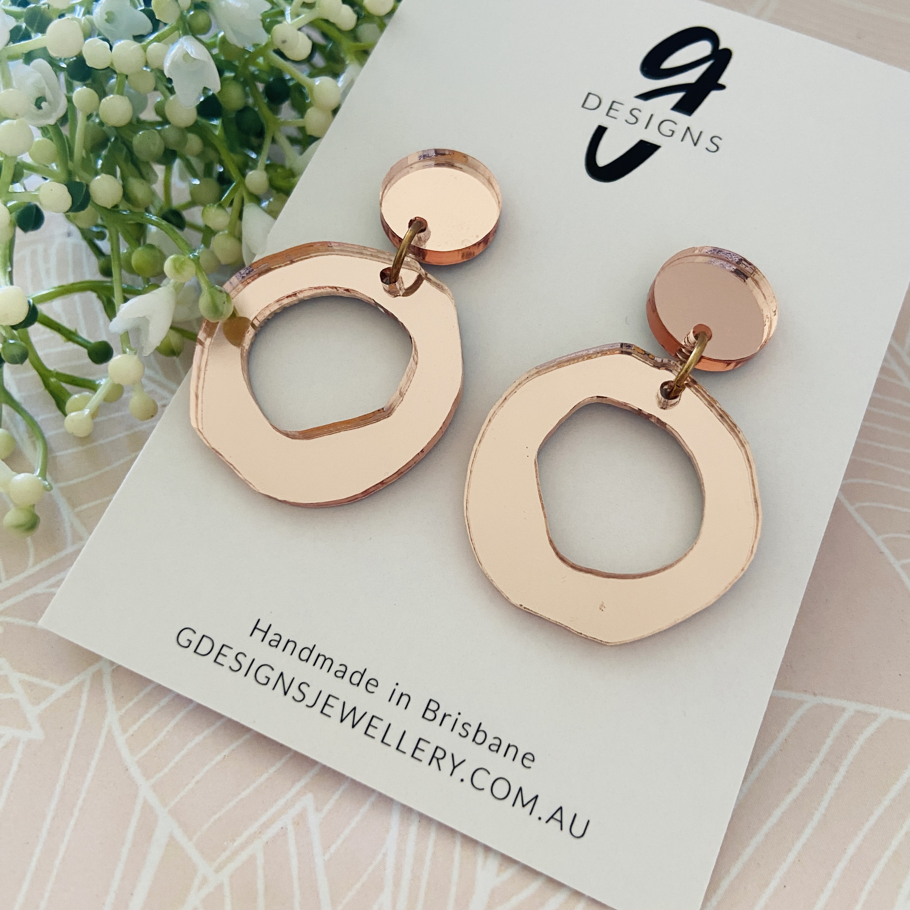 Statement Earrings - Acrylic - Hollow Organic Circle - MIRROR - You Choose Co... - Picture 12 of 15