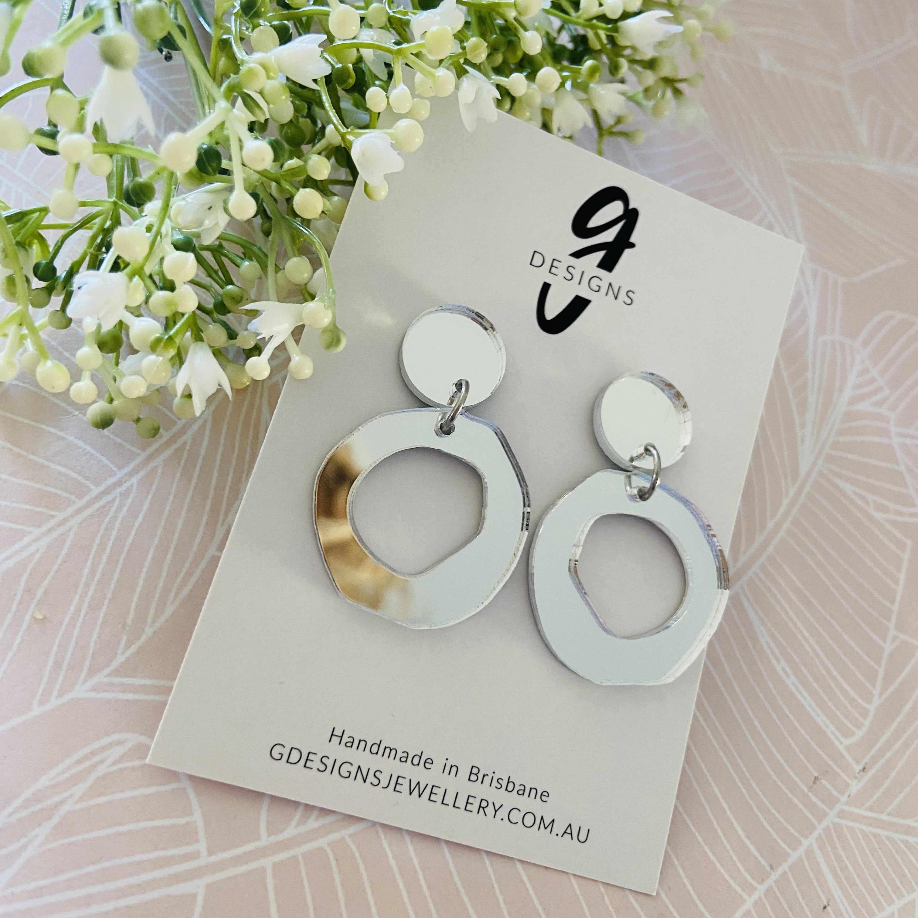 Statement Earrings - Acrylic - Hollow Organic Circle - MIRROR - You Choose Co... - Picture 13 of 15