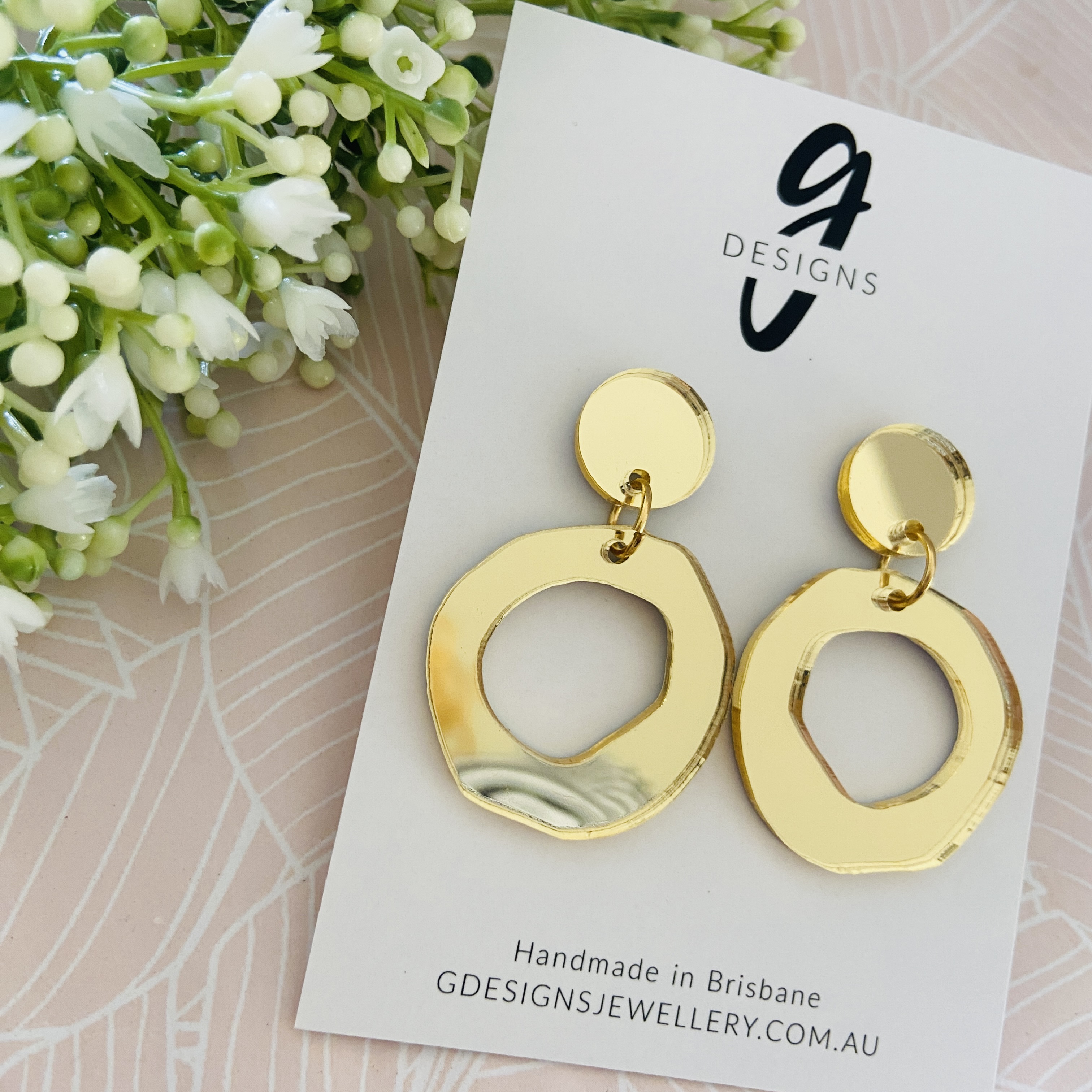 Statement Earrings - Acrylic - Hollow Organic Circle - MIRROR - You Choose Co... - Picture 14 of 15