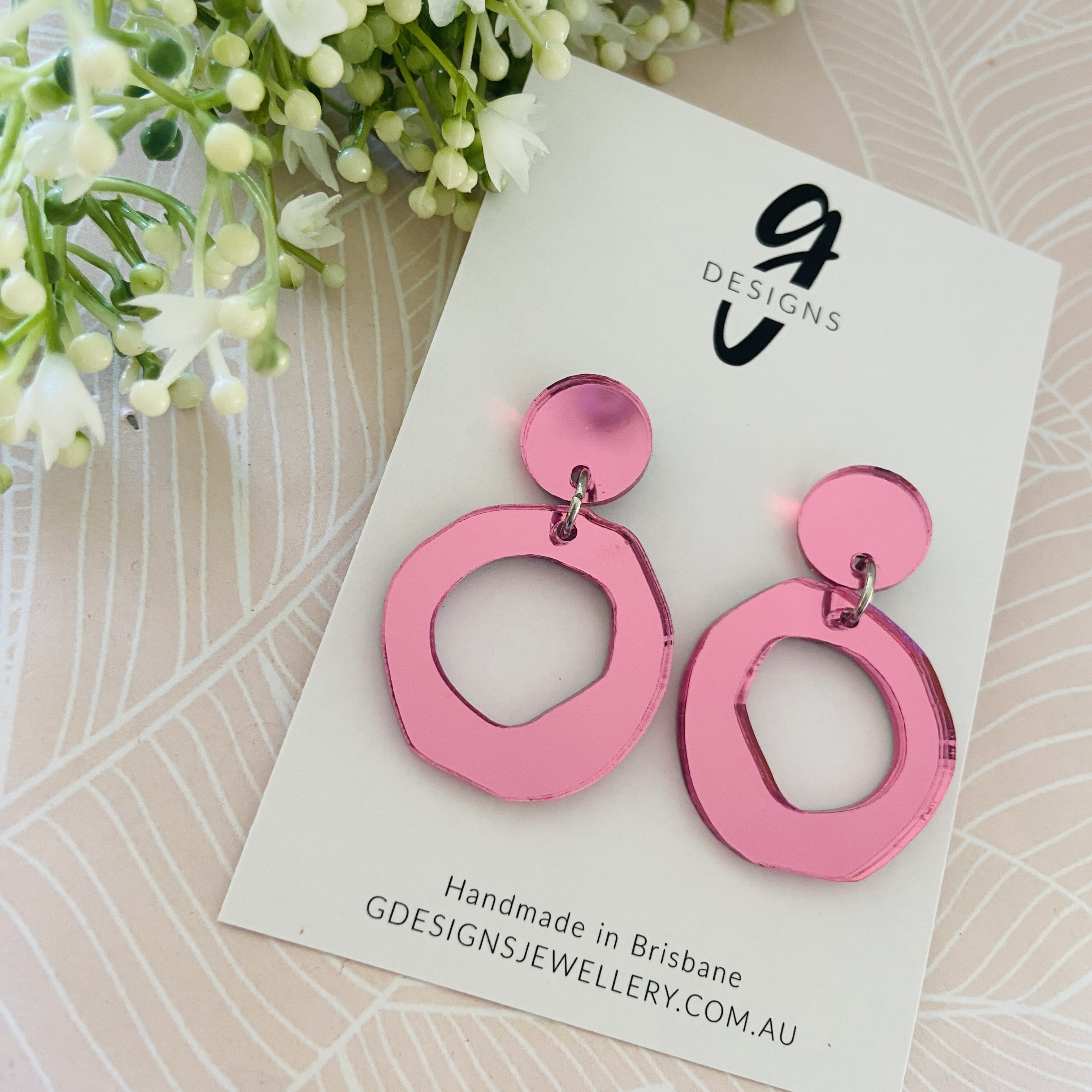 Statement Earrings - Acrylic - Hollow Organic Circle - MIRROR - You Choose Co... - Picture 10 of 15