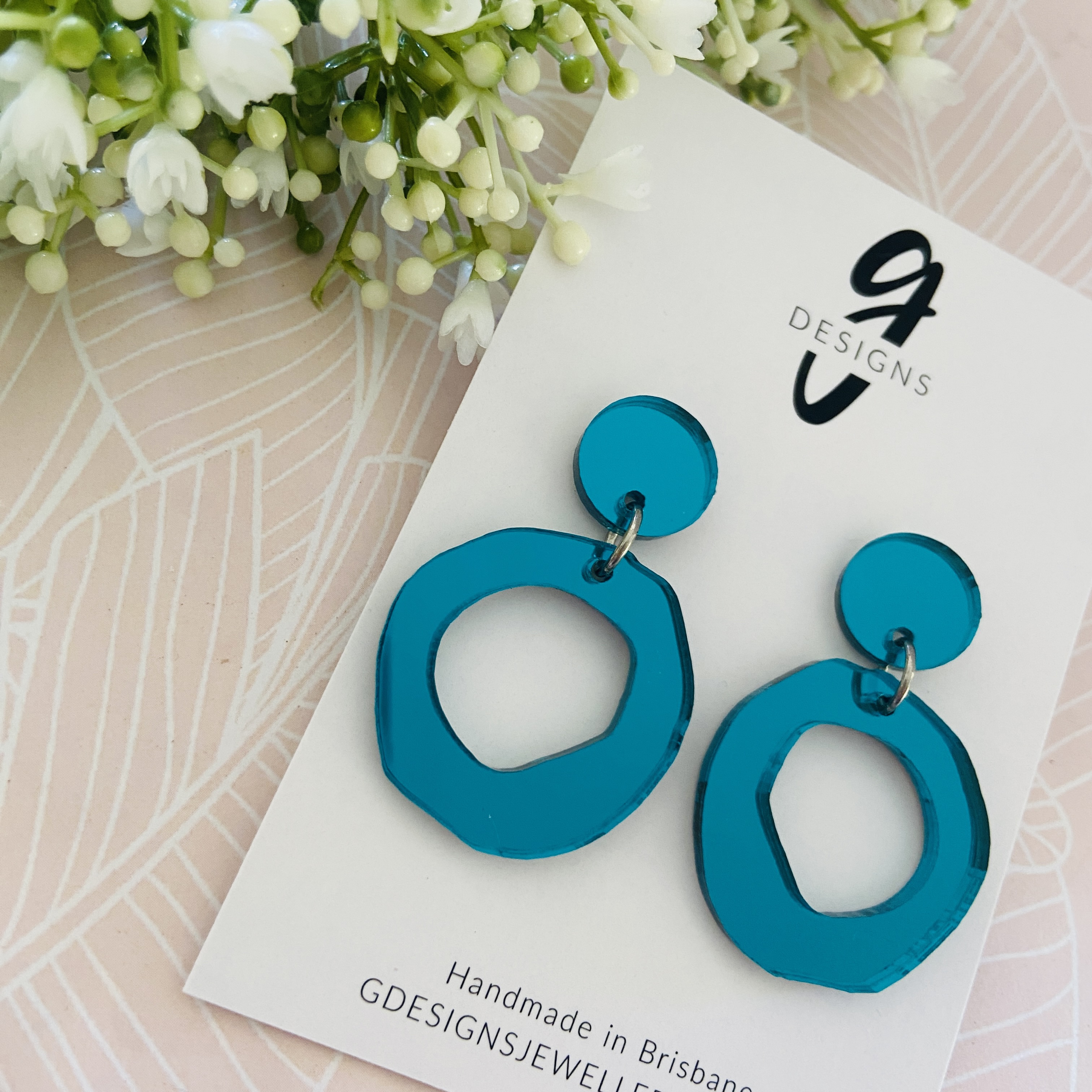 Statement Earrings - Acrylic - Hollow Organic Circle - MIRROR - You Choose Co... - Picture 11 of 15