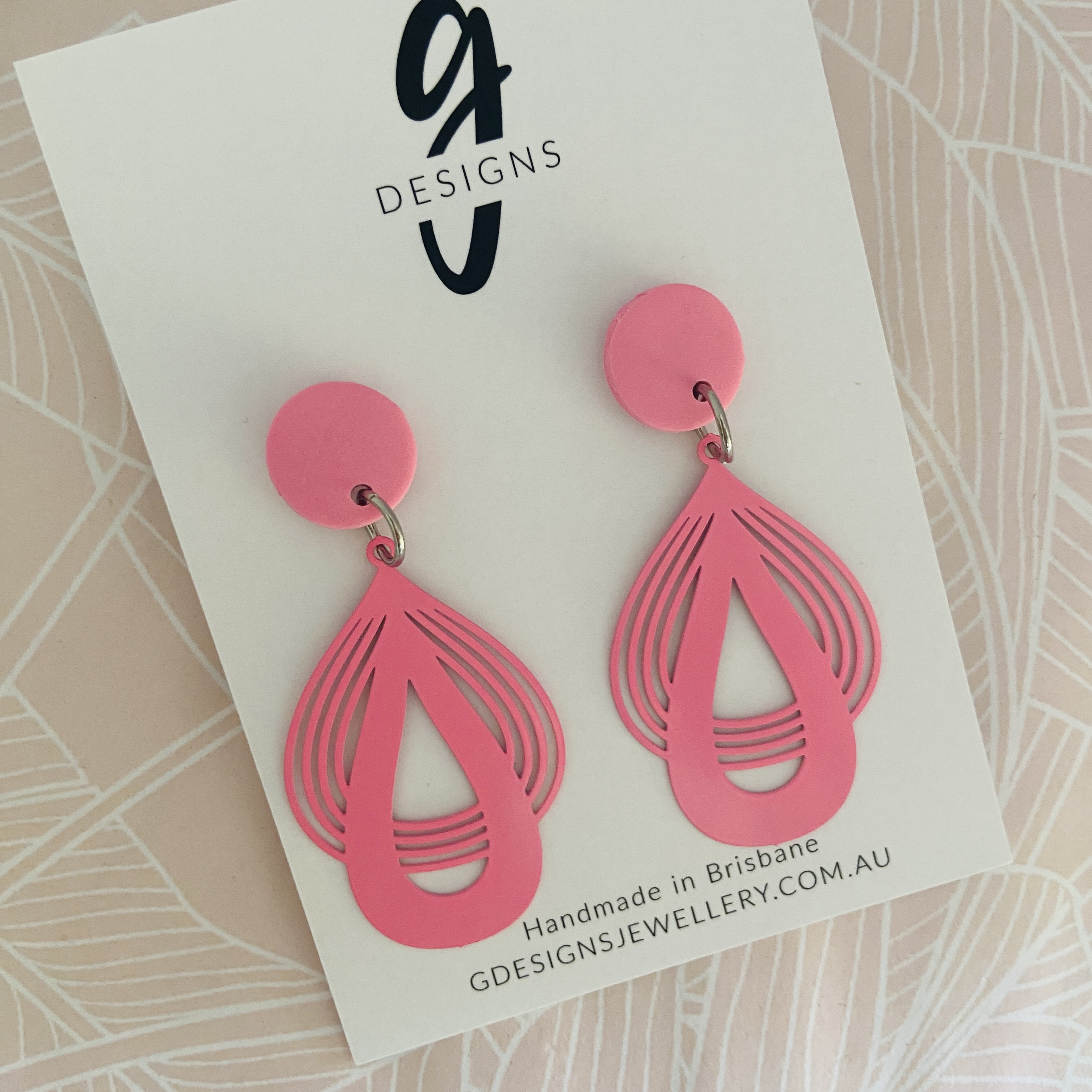 Statement Earrings - Fine Fan Metal - Black/Pink - You Choose Colour - Picture 9 of 9
