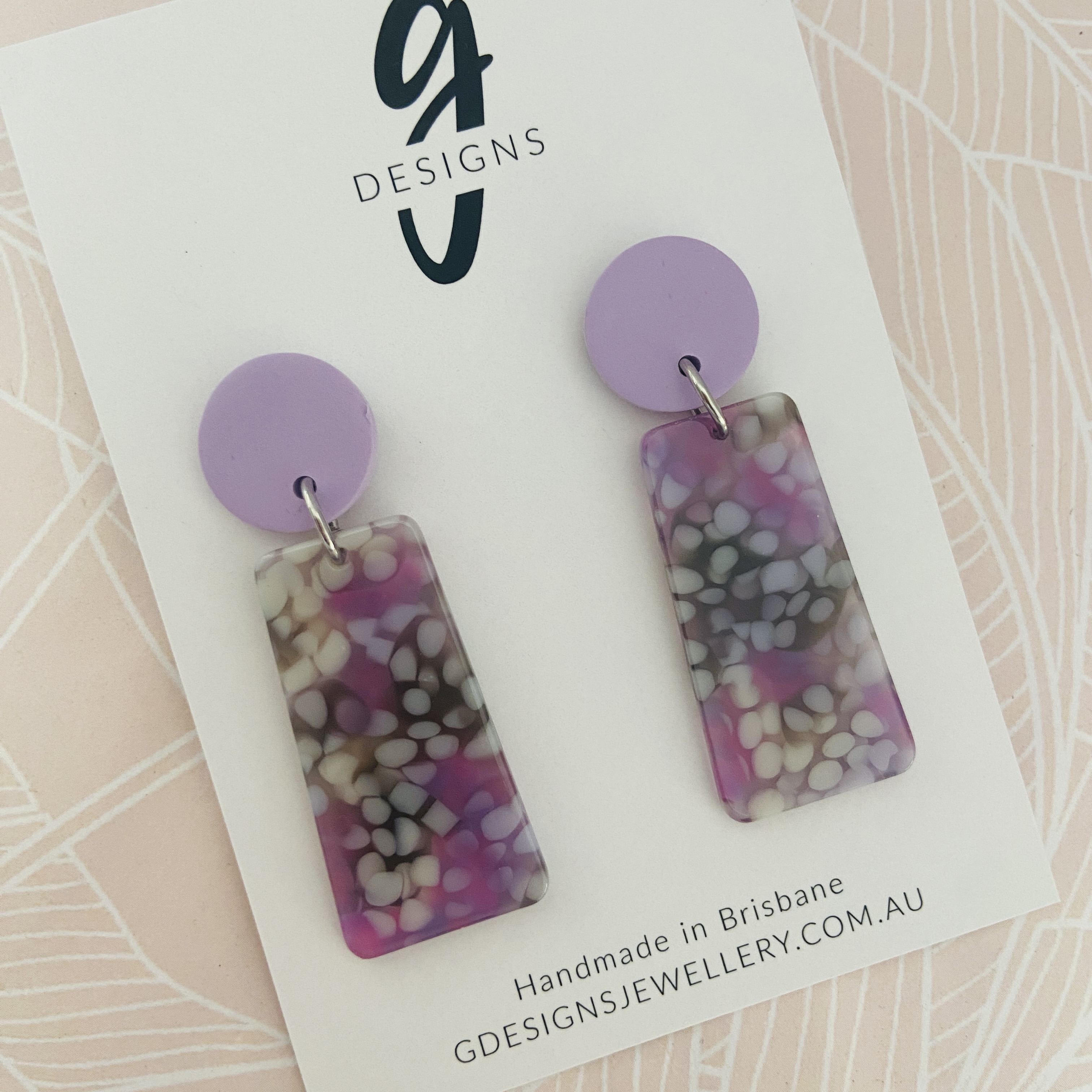 Statement Earrings - Dangle - Acrylic - Fuchsia/Purple - Clay Stud Top - Your... - Picture 8 of 8