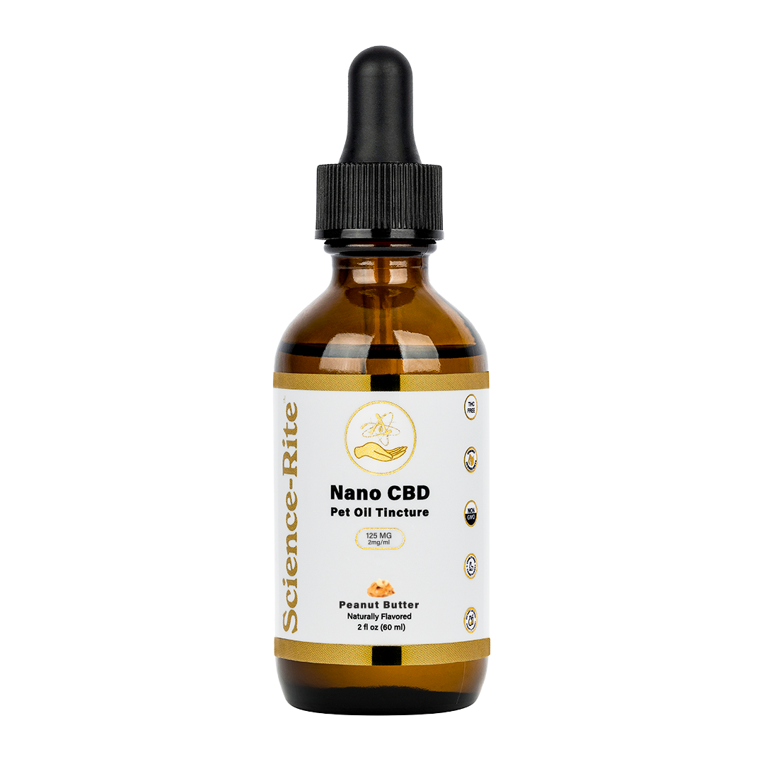 Science-Rite THC-Free Nano Pet CBD Oil Tincture - Buy Pet CBD Tinctures 125mg - Peanut Butter - 2oz