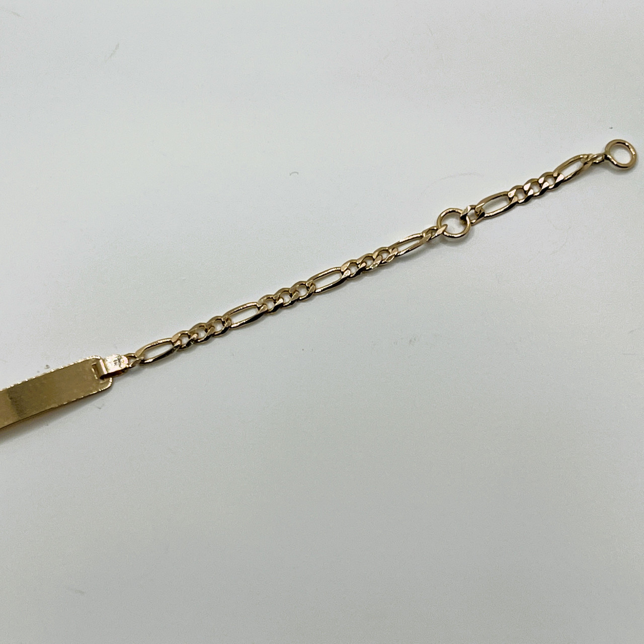 19.2k Portuguese Gold 3 by 1 with ID Plate Thin Bracelet