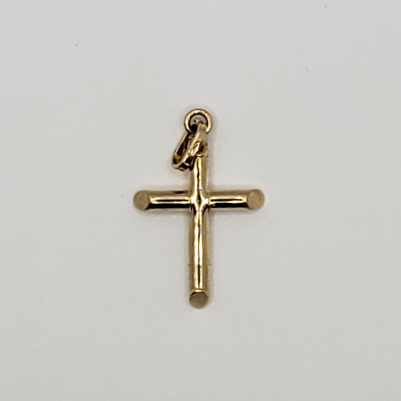 18k Gold Cross Hollow Tube Bevel Edge