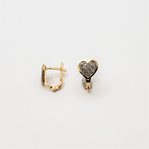 19.2k yellow gold heart thinner  CZ earrings