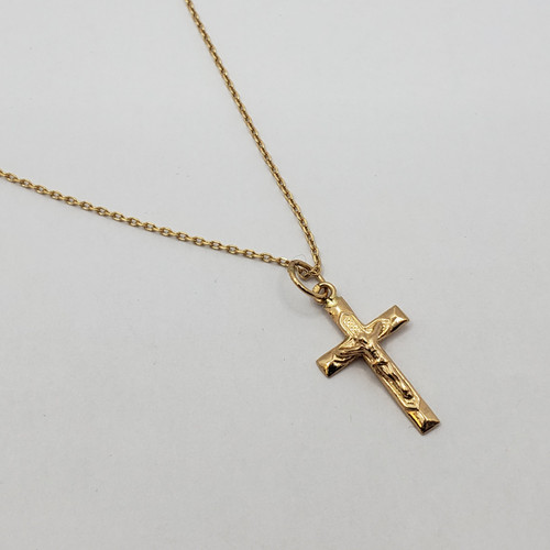 19.2k Portuguese Gold Cable Chain and Cross