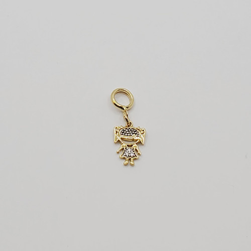 18k Yellow Gold Kids  Small with CZ Charm