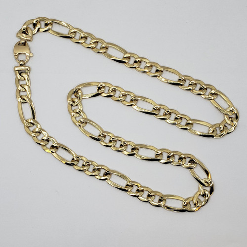 18k Yellow gold 3 by 1 link Chain and Bracelet