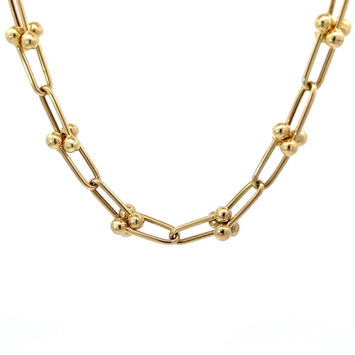 18k Yellow Gold Modern Link Chain and Bracelet