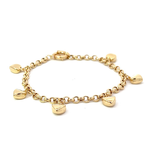 19.2k Portuguese Gold Hollow Heart Charm Bracelet