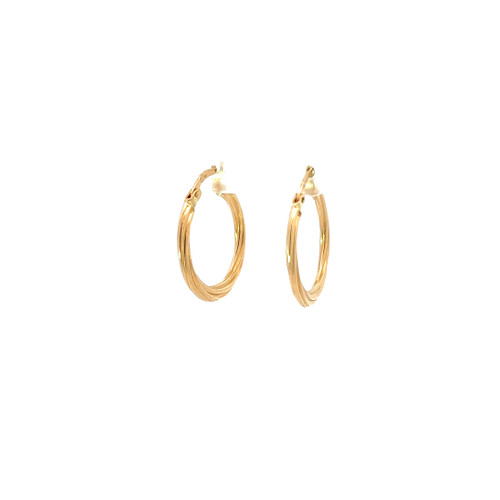 19.2k Portuguese Gold Hollow Flat Twisted Hoop Earrings