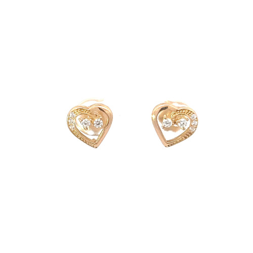 19.2k Portuguese Gold Heart CZ earrings