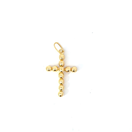 18k Yellow Gold Hollow Ball Cross