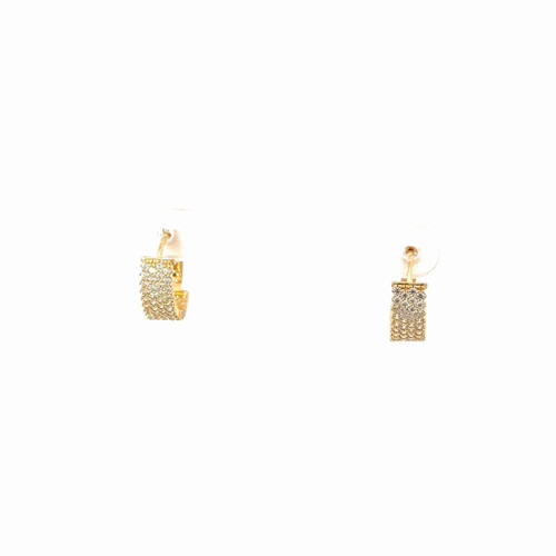 18k Yellow Gold 4 Round CZ Huggy Hoop Earrings