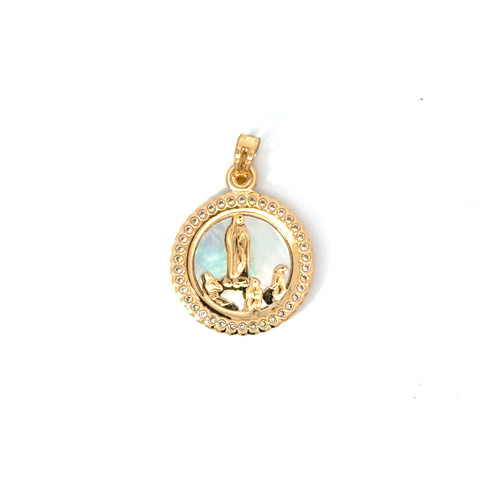 19.2k Portuguese Gold Our Lady of Fatima Medal with Mother of Pearl