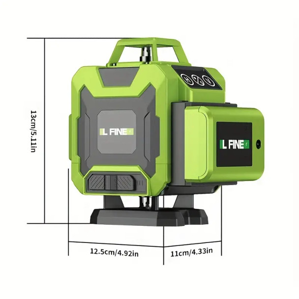 16 line green laser level, luxury package box, with 1M retractable bracket, luxury rotating base, two digital display batteries