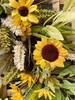 Wreath Sunflower and Wild Grasses Golden Yellow, Green, Cream 22"