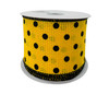 Ribbon Polka Dot Linen Weave Black Yellow 2.5" x 10YD