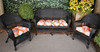 Outdoor Spanish Tile Red and Orange 3 Piece Cushion Set