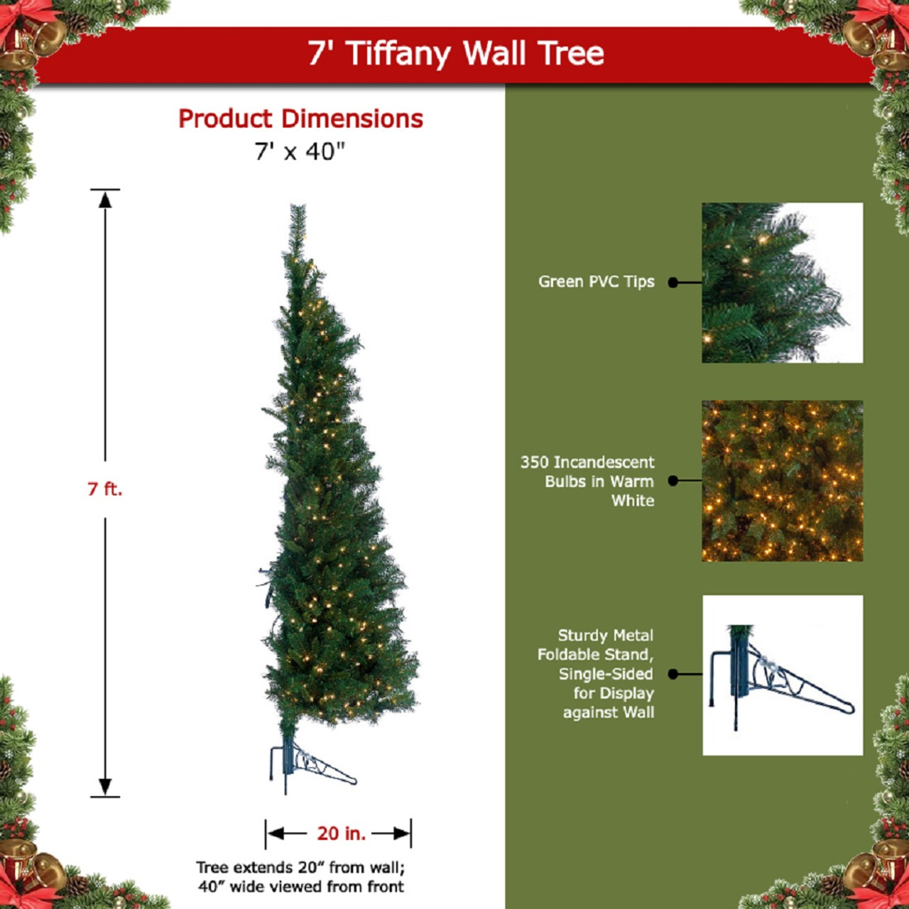 7' Tiffany Prelit Pine Wall Tree - Trees n Trends - Home, Fashion & MORE!