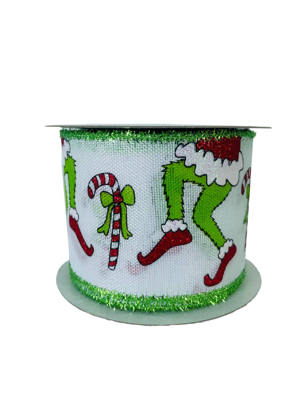 Ribbon Grinch Legs Red White Lime 2.5 x 10YD - Trees n Trends - Home,  Fashion & MORE!