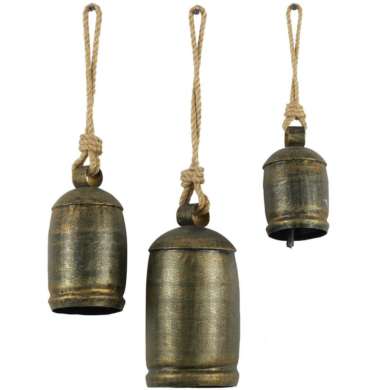 Gold Metal Hanging Bells, Set of 3