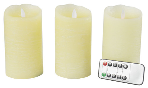 Flameless Ivory Candle Set 3 Motion with Remote