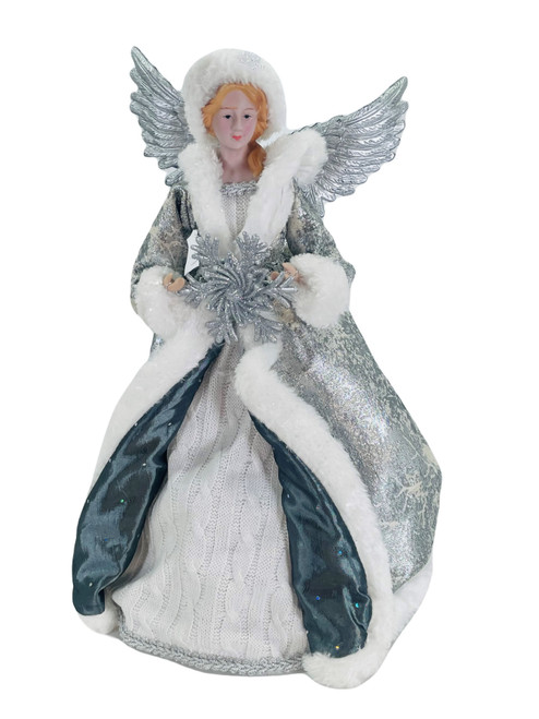 16" Wintery Angel with Snowflake Silver White
