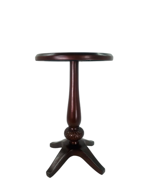 Pedestal Chairside Accent Table Brown Cherry