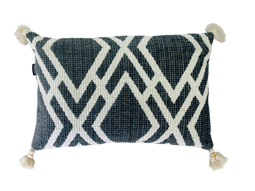 Toss Pillow Geometric Chenille Weave Charcoal 16" x 25"