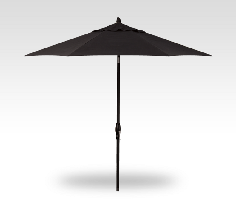 Treasure Garden 9' Auto Tilt Sunbrella Black-Single Wind Vent - Black Finish Side View