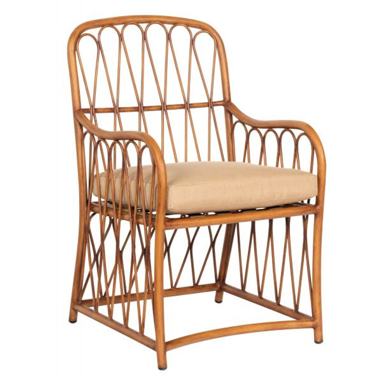 Woodard Cane Cushion Dining Arm Chair