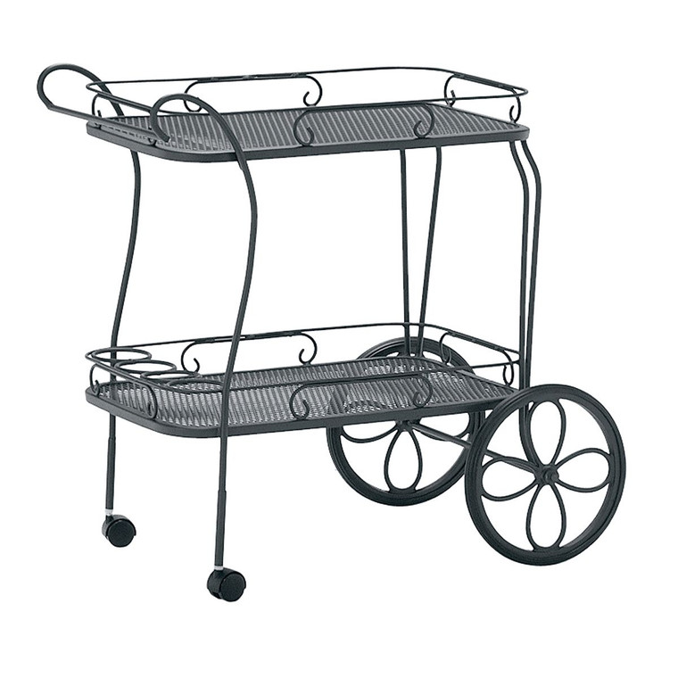 Woodard Iron Tea Cart with Mesh Top Removable Serving Tray